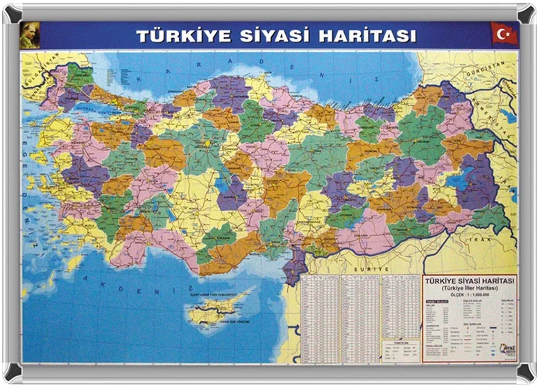 TÜRKİYE SİYASİ HARİTA ALÜMİNYUM ÇERÇEVE