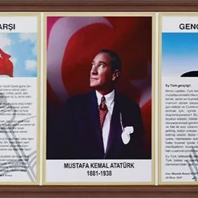 SINIF MİLLİ LEVHA 3'LÜ AHŞAP ÇERÇEVE