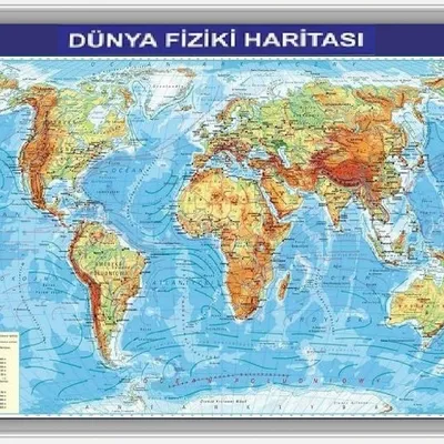 DÜNYA FİZİKİ HARİTASI ALÜMİNYUM ÇERÇEVE